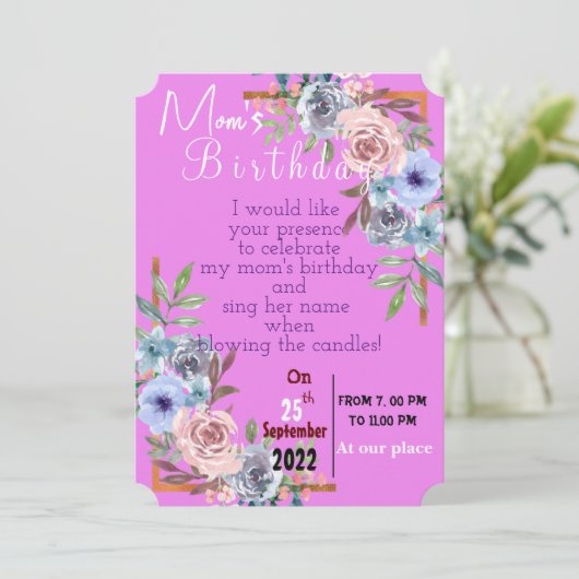 Invitation d'anniversaire de maman (Debout devant)