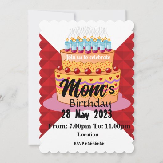 Invitation d'anniversaire de maman (Devant)