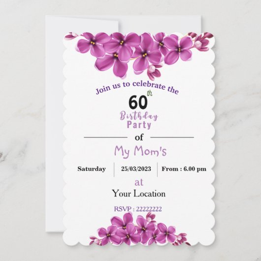 Invitation d'anniversaire de maman (Devant)