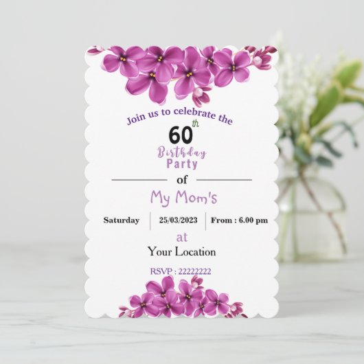 Invitation d'anniversaire de maman (Debout devant)