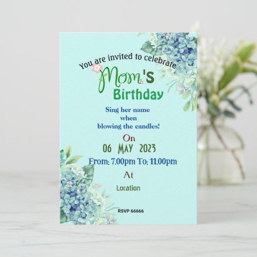 Invitation d'anniversaire de maman (Debout devant)