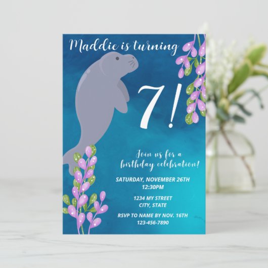 Invitation d'anniversaire de Manatee (Debout devant)