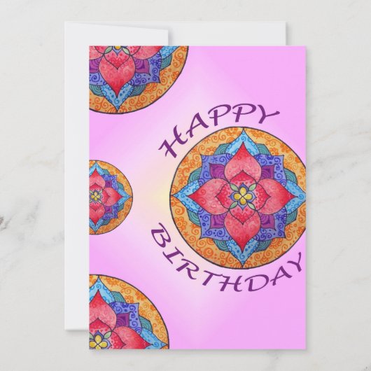 Invitation d'anniversaire de Mandala colorée (Dos)