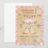 Invitation d'anniversaire de manège de fête forain (Devant / Derrière)