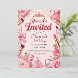 Invitation d'anniversaire de maquillage de glamour