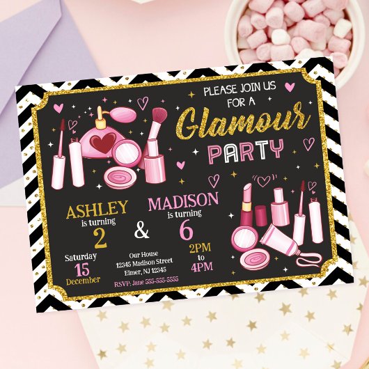 Invitation d'anniversaire de Maquillage | Fête Gla