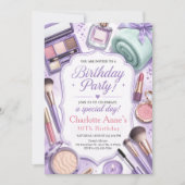Invitation d'anniversaire de maquillage Glam lavan (Devant)