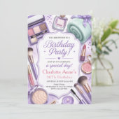 Invitation d'anniversaire de maquillage Glam lavan (Debout devant)