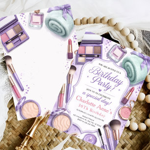 Invitation d'anniversaire de maquillage Glam lavan