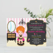 Invitation d'anniversaire de maquillage Poussette  (Debout devant)