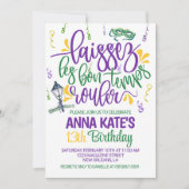 Invitation d'anniversaire de Mardi Gras (Devant)