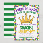 Invitation d'anniversaire de Mardi Gras (Devant / Derrière)