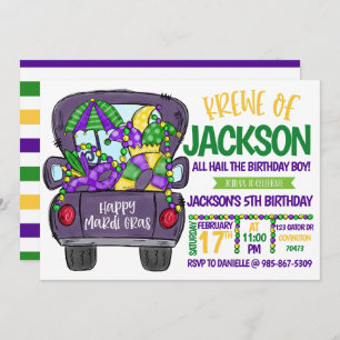 Invitation d'anniversaire de Mardi Gras