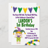 Invitation d'anniversaire de Mardi Gras (Devant / Derrière)