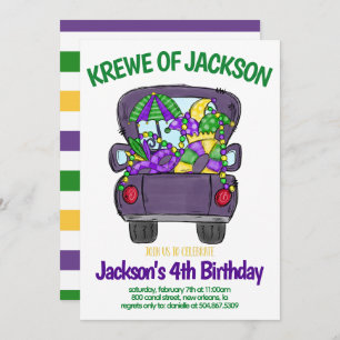 Invitation d'anniversaire de Mardi Gras