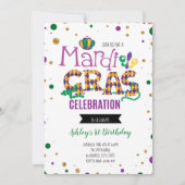 Invitation d'anniversaire de Mardi gras (Devant)