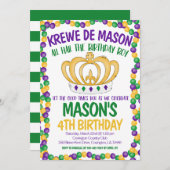 Invitation d'anniversaire de Mardi Gras (Devant / Derrière)