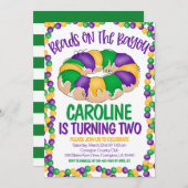 Invitation d'anniversaire de Mardi Gras (Devant / Derrière)