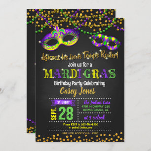 Invitation d'anniversaire de Mardi Gras