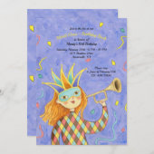 Invitation d'anniversaire de Mardi Gras (Devant / Derrière)