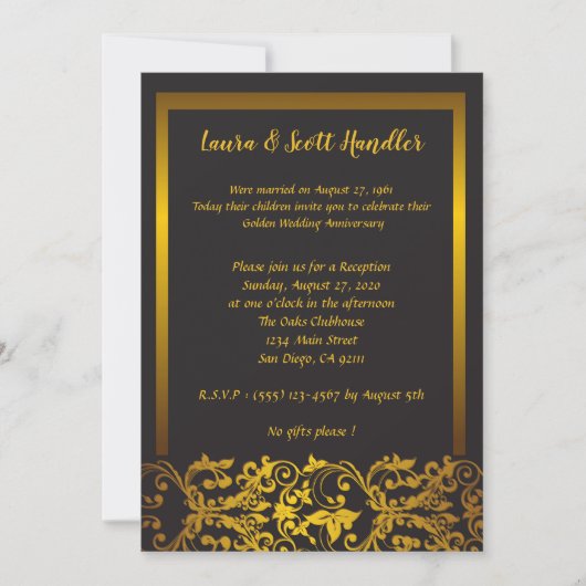 Invitation d'anniversaire de mariage 50 ans avec b (Devant)