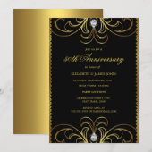 Invitation d'anniversaire de mariage 50 ans Black (Devant / Derrière)