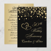 Invitation d'anniversaire de mariage 50 ans confet (Devant / Derrière)