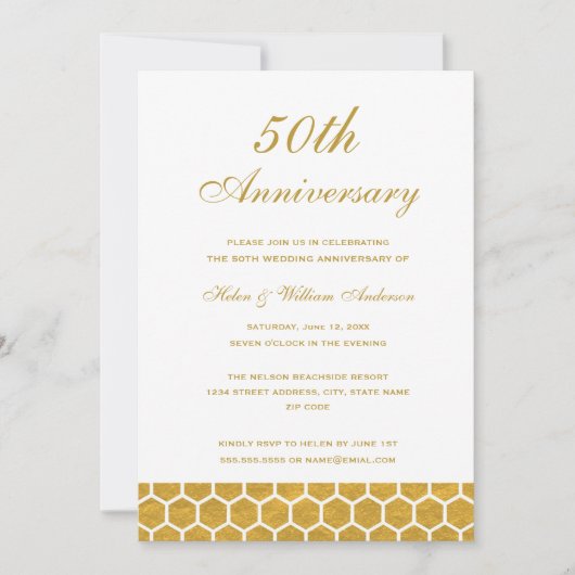 Invitation d'anniversaire de mariage 50 ans en nid (Devant)