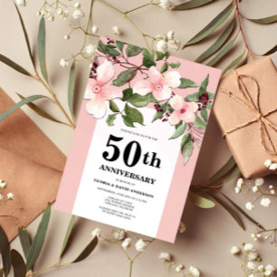 Invitation d'anniversaire de mariage 50 ans Fleurs