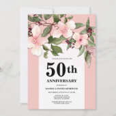 Invitation d'anniversaire de mariage 50 ans Fleurs (Devant)