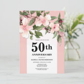 Invitation d'anniversaire de mariage 50 ans Fleurs (Debout devant)