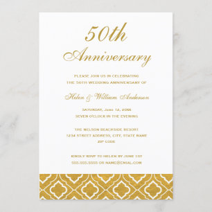 Invitation d'anniversaire de mariage 50 ans motif 