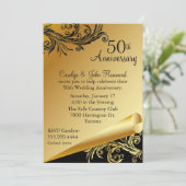 Invitation d'anniversaire de mariage 50 ans Noir & (Debout devant)