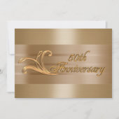 Invitation d'anniversaire de mariage 50 ans or (Devant)