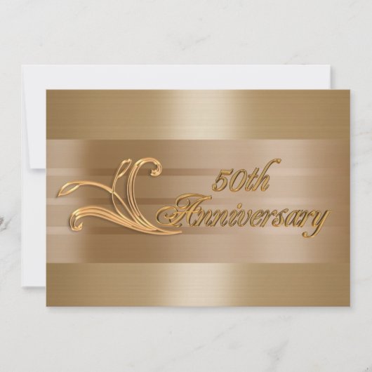 Invitation d'anniversaire de mariage 50 ans or (Devant)