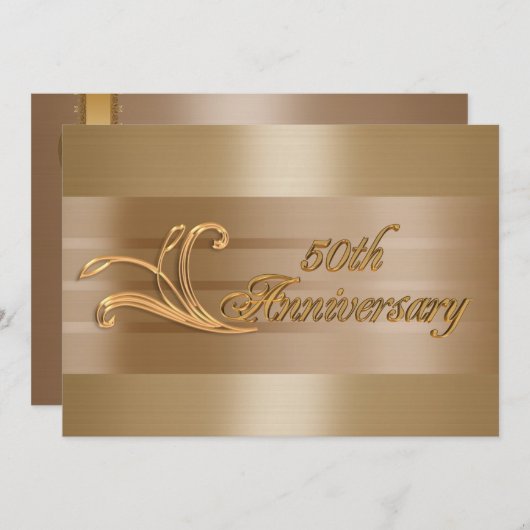 Invitation d'anniversaire de mariage 50 ans or (Devant / Derrière)