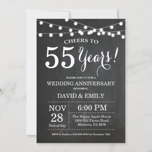 Invitation d'anniversaire de mariage 55 ans Tablea (Devant)