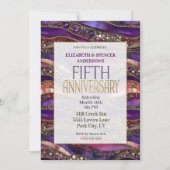 Invitation d'anniversaire de mariage 5 ans Purple  (Devant)