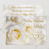 Invitation d'anniversaire de mariage 60 ans avec d (Devant / Derrière)
