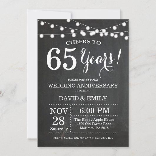Invitation d'anniversaire de mariage 65 ans Tablea (Devant)