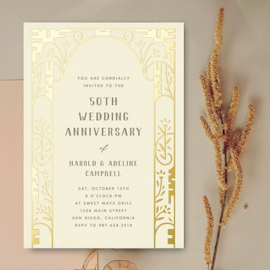 Invitation d'anniversaire de mariage à arche en fe