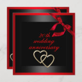 Invitation d'anniversaire de mariage à coeur noir  (Devant / Derrière)