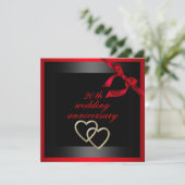 Invitation d'anniversaire de mariage à coeur noir  (Debout devant)