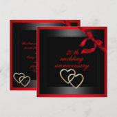 Invitation d'anniversaire de mariage à cœur noir e (Devant / Derrière)