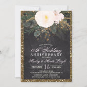Invitation d'anniversaire de mariage à fleurs d'hi (Devant)