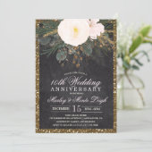 Invitation d'anniversaire de mariage à fleurs d'hi (Debout devant)
