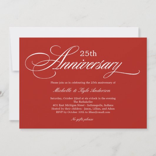 Invitation d'anniversaire de mariage à l'écriture  (Devant)