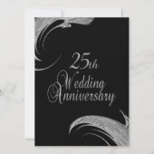 Invitation d'anniversaire de mariage argentée élég (Devant)