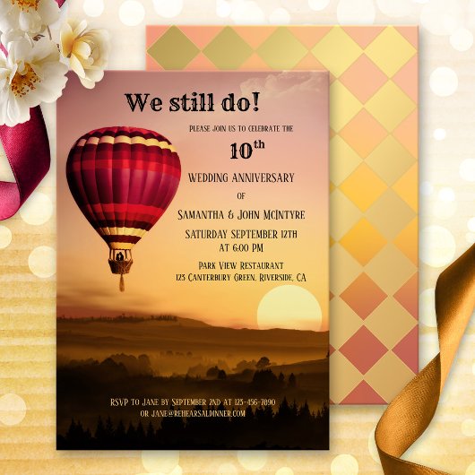 Invitation d'anniversaire de mariage au coucher du