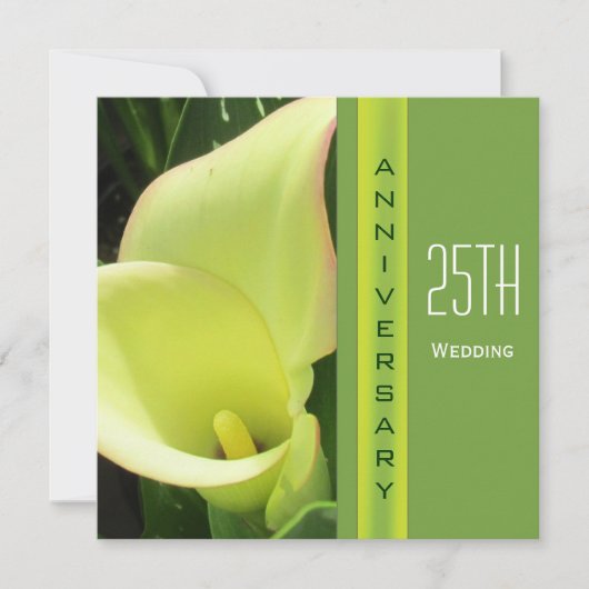 Invitation d'anniversaire de mariage au lys calla (Devant)